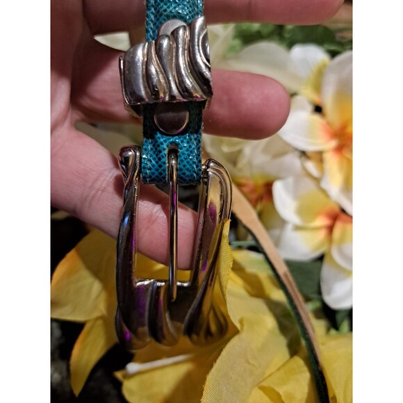 Rare Vintage Kieselstein-Cord 1983 Sterling Silver Belt - Aqua Blue Exotic Leath